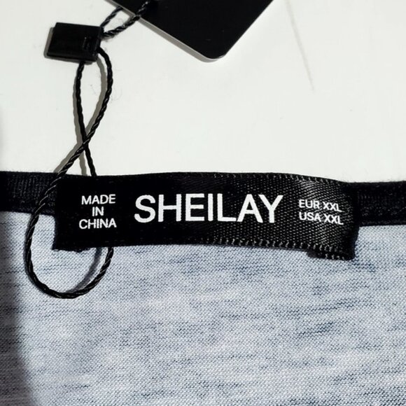 NWT Sheilay  XXL Black Floral V-neck Long Sleeve Pullover Top - Picture 2 of 5